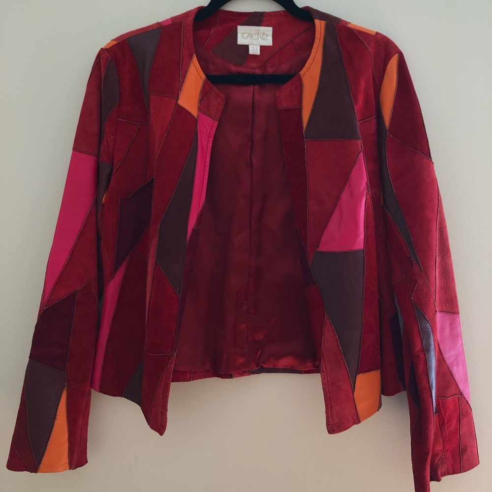 Leather and Suede Color-block Jacket